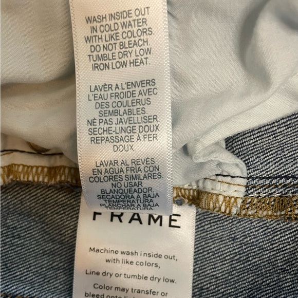 FRAME Le Stevie Crop Slouchy Straight Blue Jeans Frayed Hem Santana Wash Size 29 - Picture 8 of 8